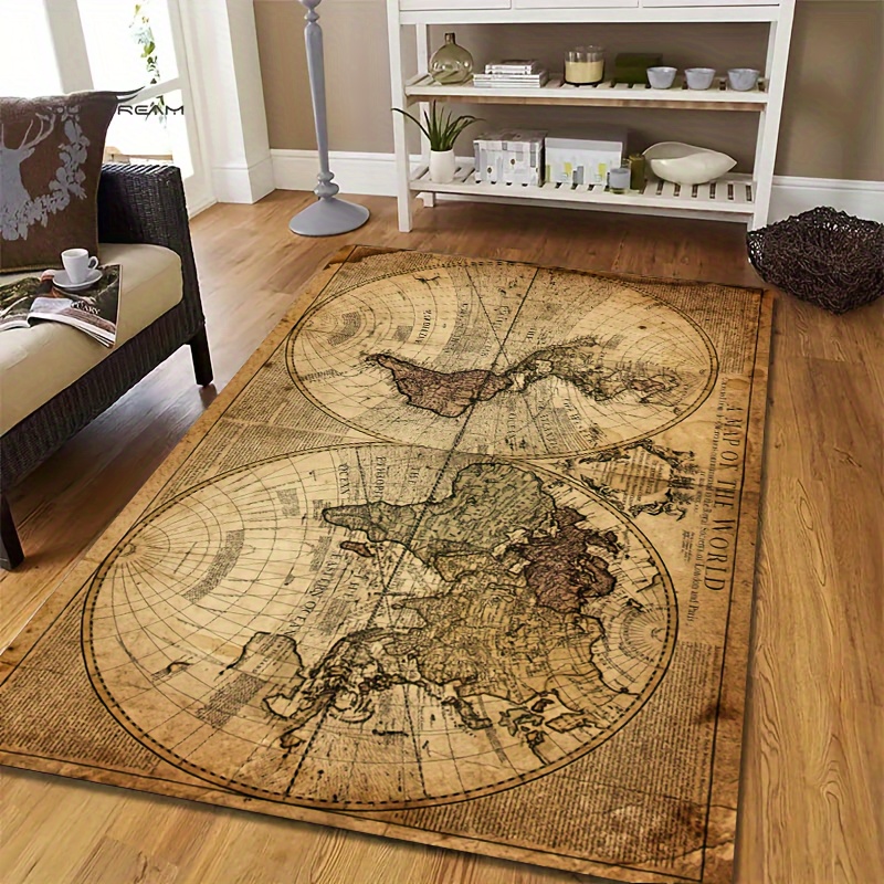 Home Textiles Design - Vintage Map Design Non-Slip Floor Mat