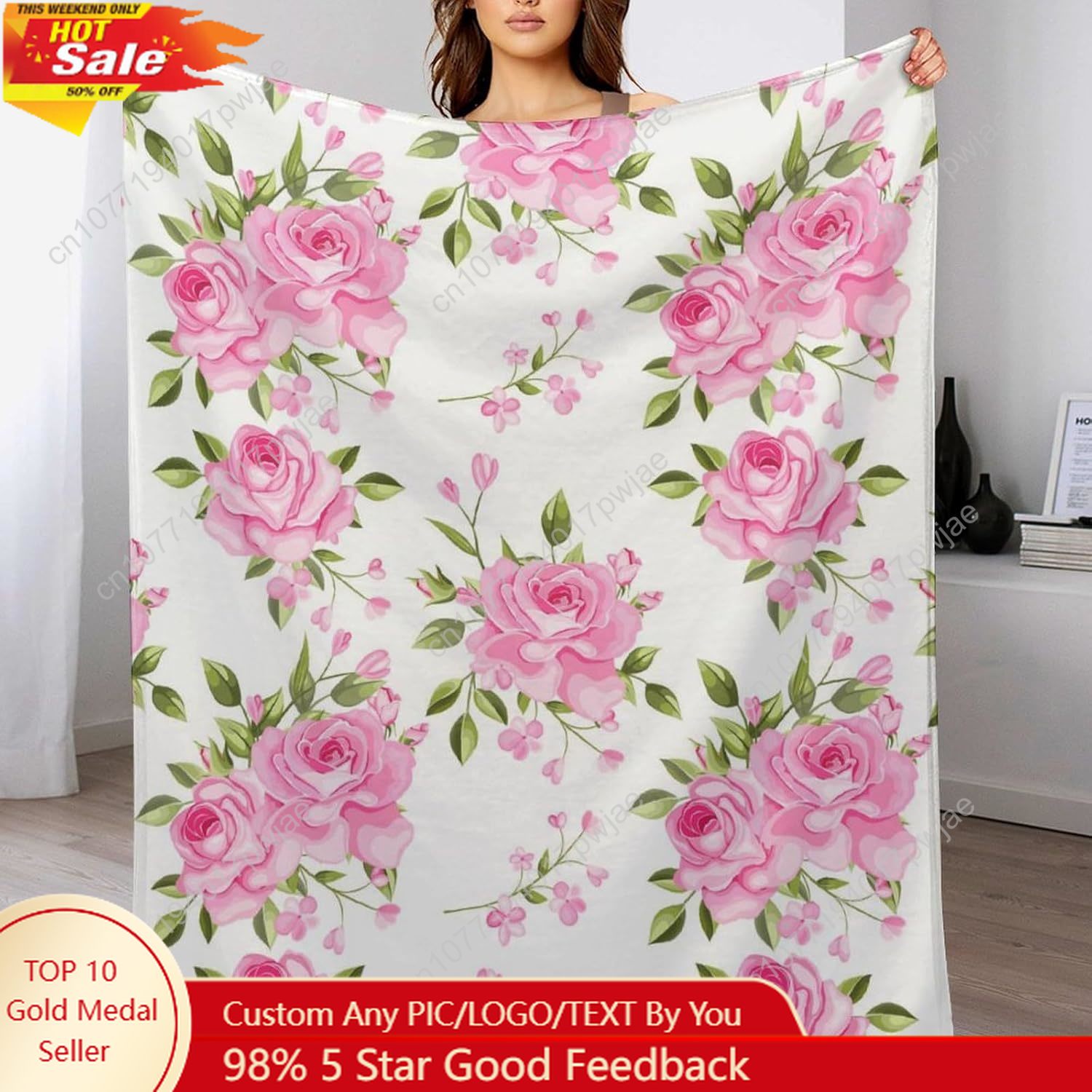 Pink Flower Throw Blanket Flor - Home Textiles Usa ulasan dan harga