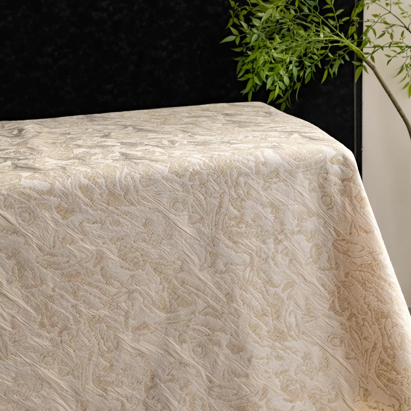 Beige Linen Jacquard Fabric Fl - Home Textiles Design ulasan dan harga