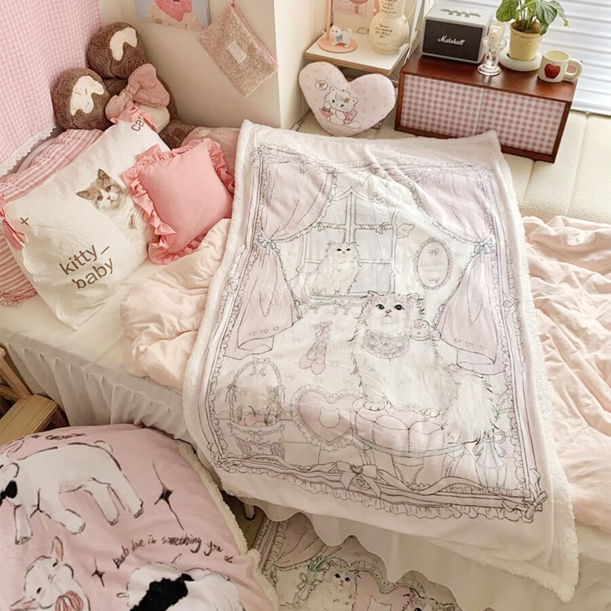 Cute Textile City Pink Girl Ca - Home Textiles City ulasan dan harga