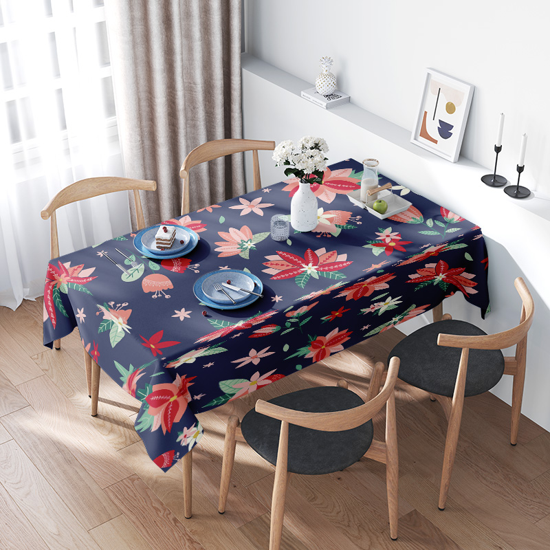 Blue Floral TableclothModern P - Home Textiles Com ulasan dan harga