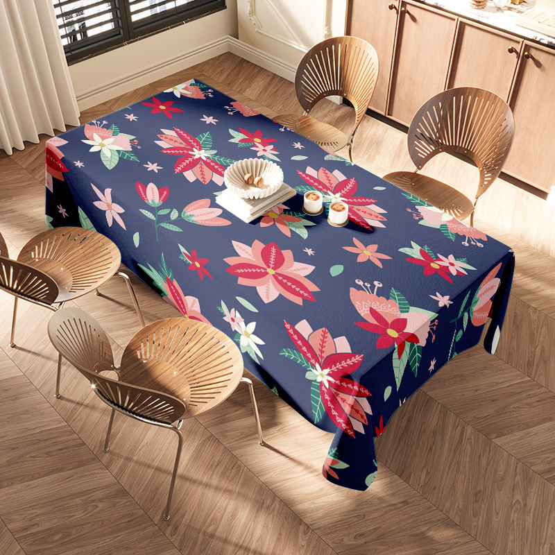 Blue Floral TableclothModern P - Home Textiles Com ulasan dan harga
