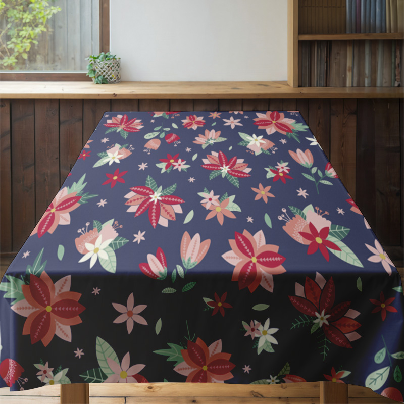 Blue Floral TableclothModern P - Home Textiles Com ulasan dan harga