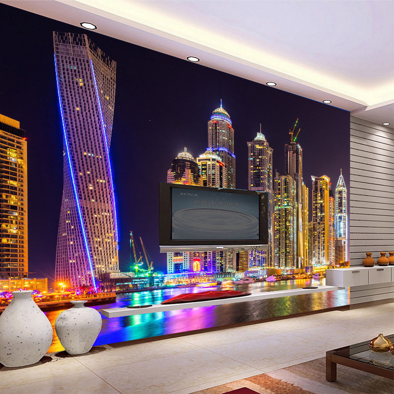Custom 3D Photo Night View Cit - Home Textiles City ulasan dan harga