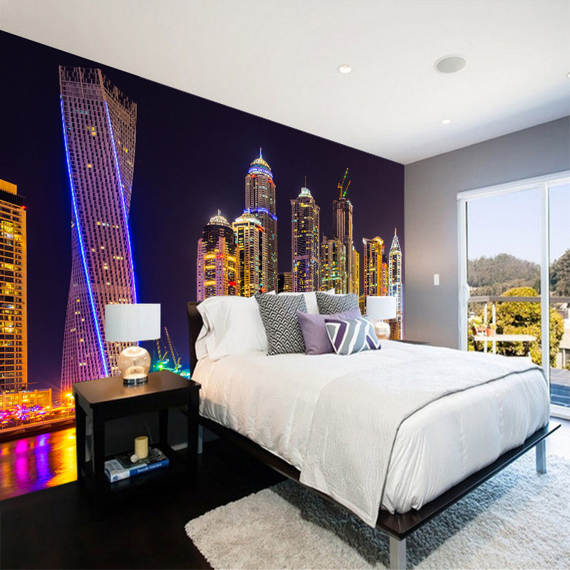 Custom 3D Photo Night View Cit - Home Textiles City ulasan dan harga