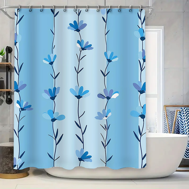 Blue Floral Shower Curtain, So - Home Textiles Com ulasan dan harga