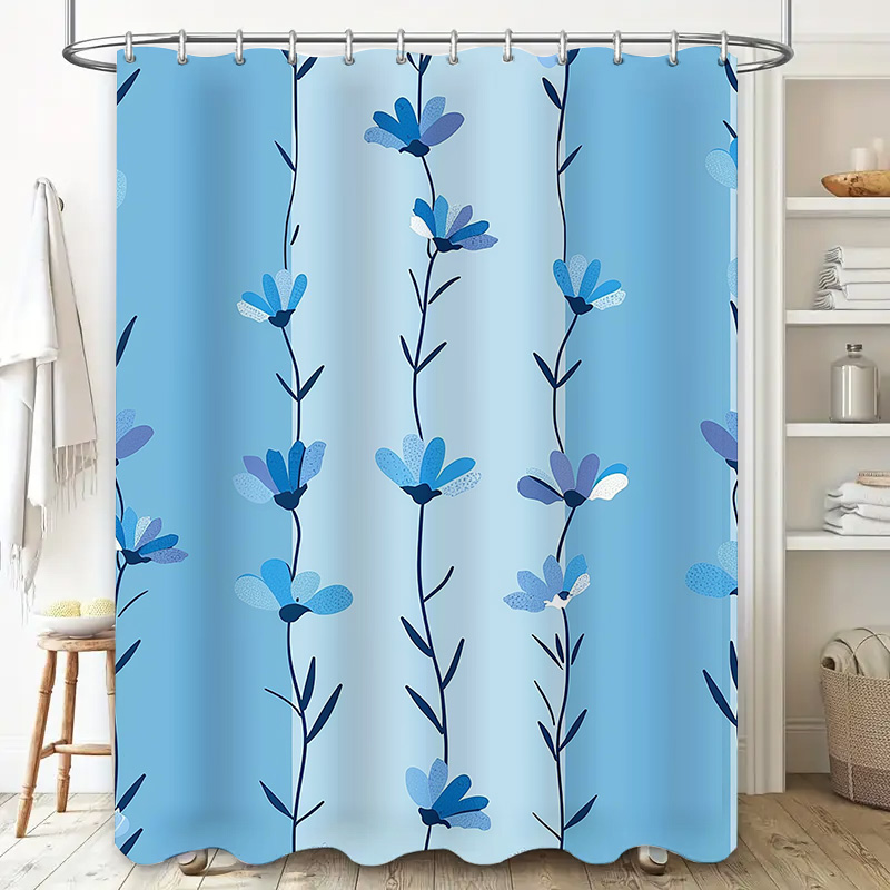 Blue Floral Shower Curtain, So - Home Textiles Com ulasan dan harga