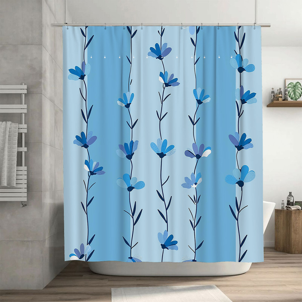 Blue Floral Shower Curtain, So - Home Textiles Com ulasan dan harga