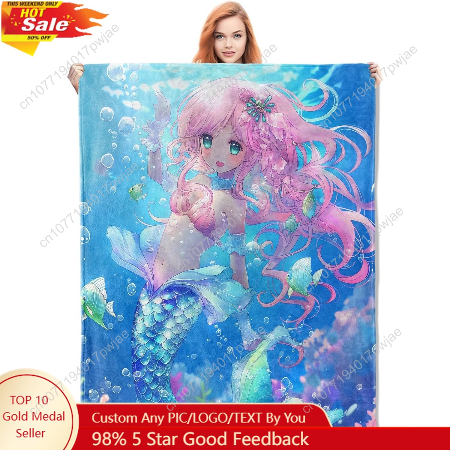 Cute Mermaid Blanket Cartoon F - Home Textiles Usa ulasan dan harga