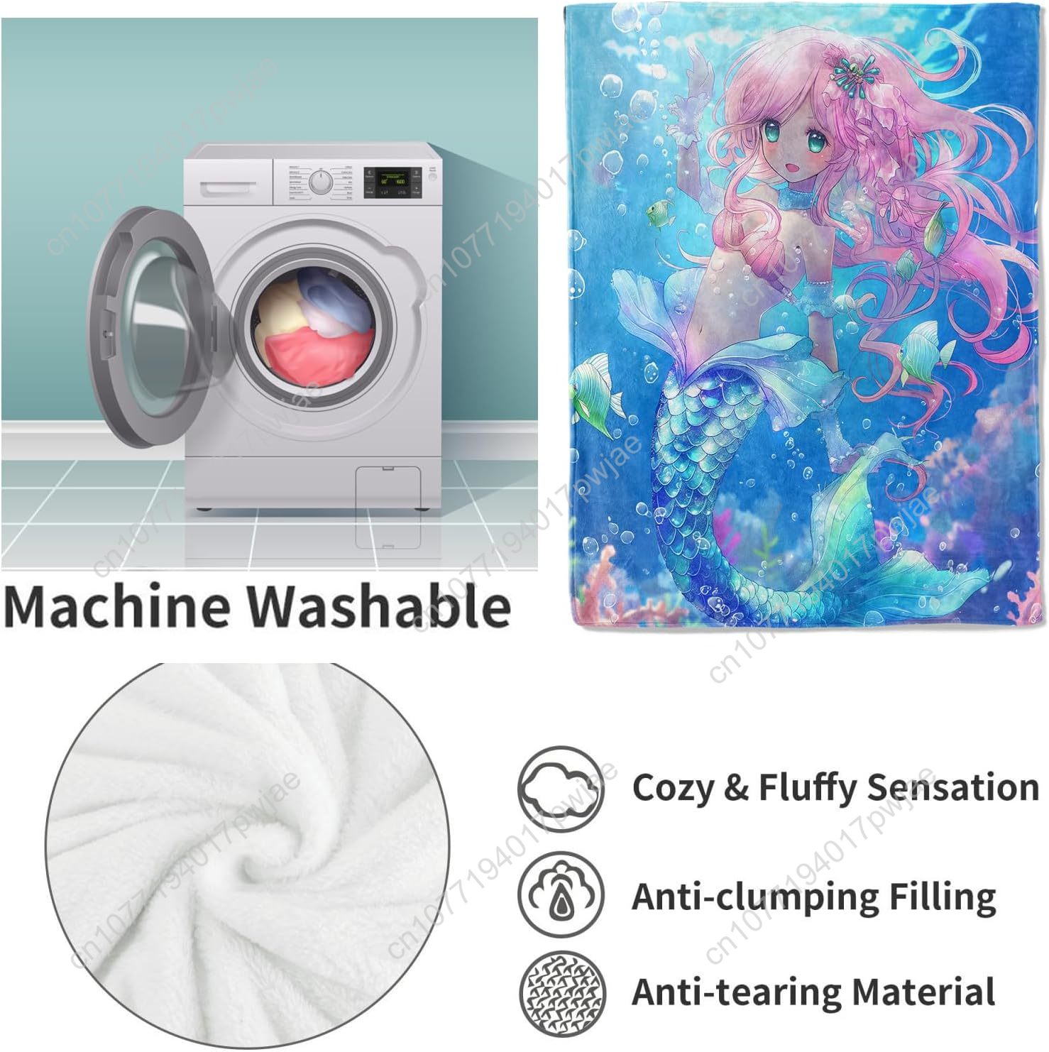 Cute Mermaid Blanket Cartoon F - Home Textiles Usa ulasan dan harga