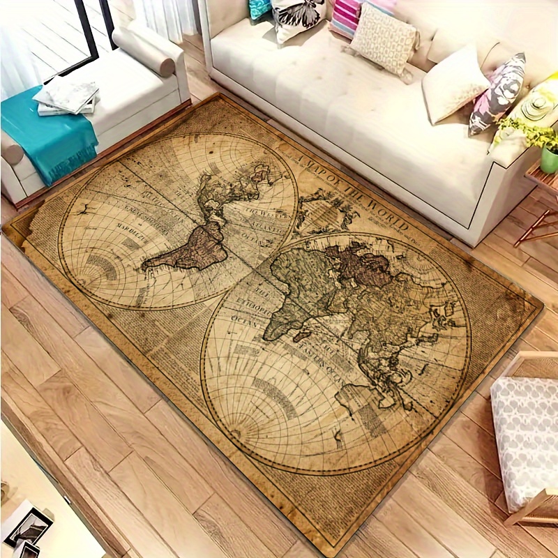 Vintage Map Design Non-Slip Fl - Home Textiles Design ulasan dan harga