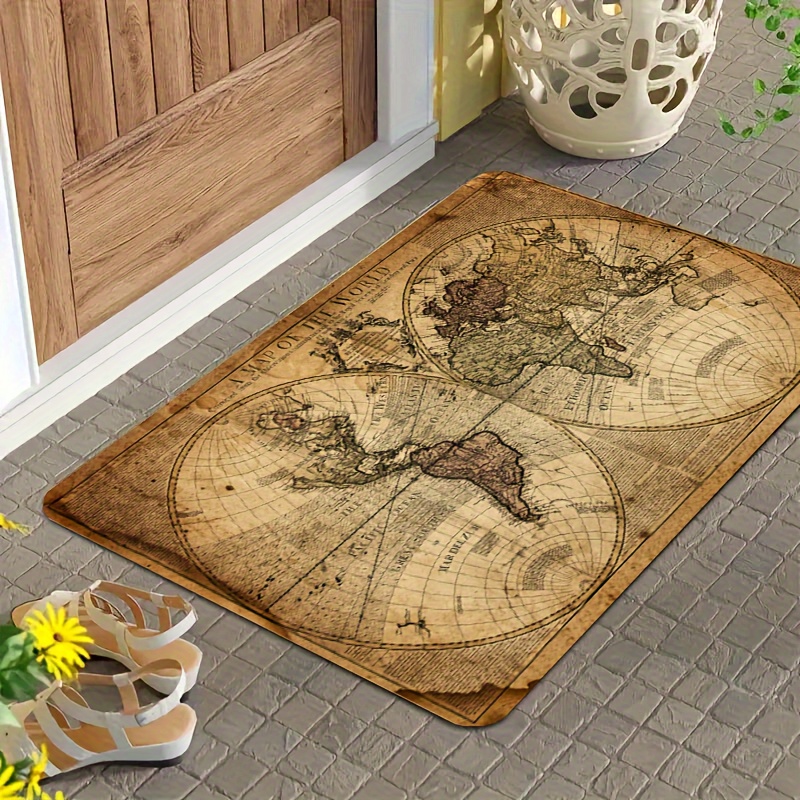 Vintage Map Design Non-Slip Fl - Home Textiles Design ulasan dan harga