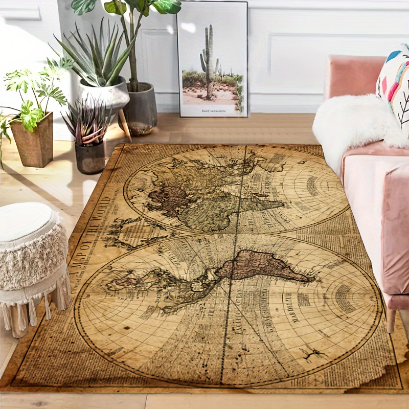 Vintage Map Design Non-Slip Fl - Home Textiles Design ulasan dan harga